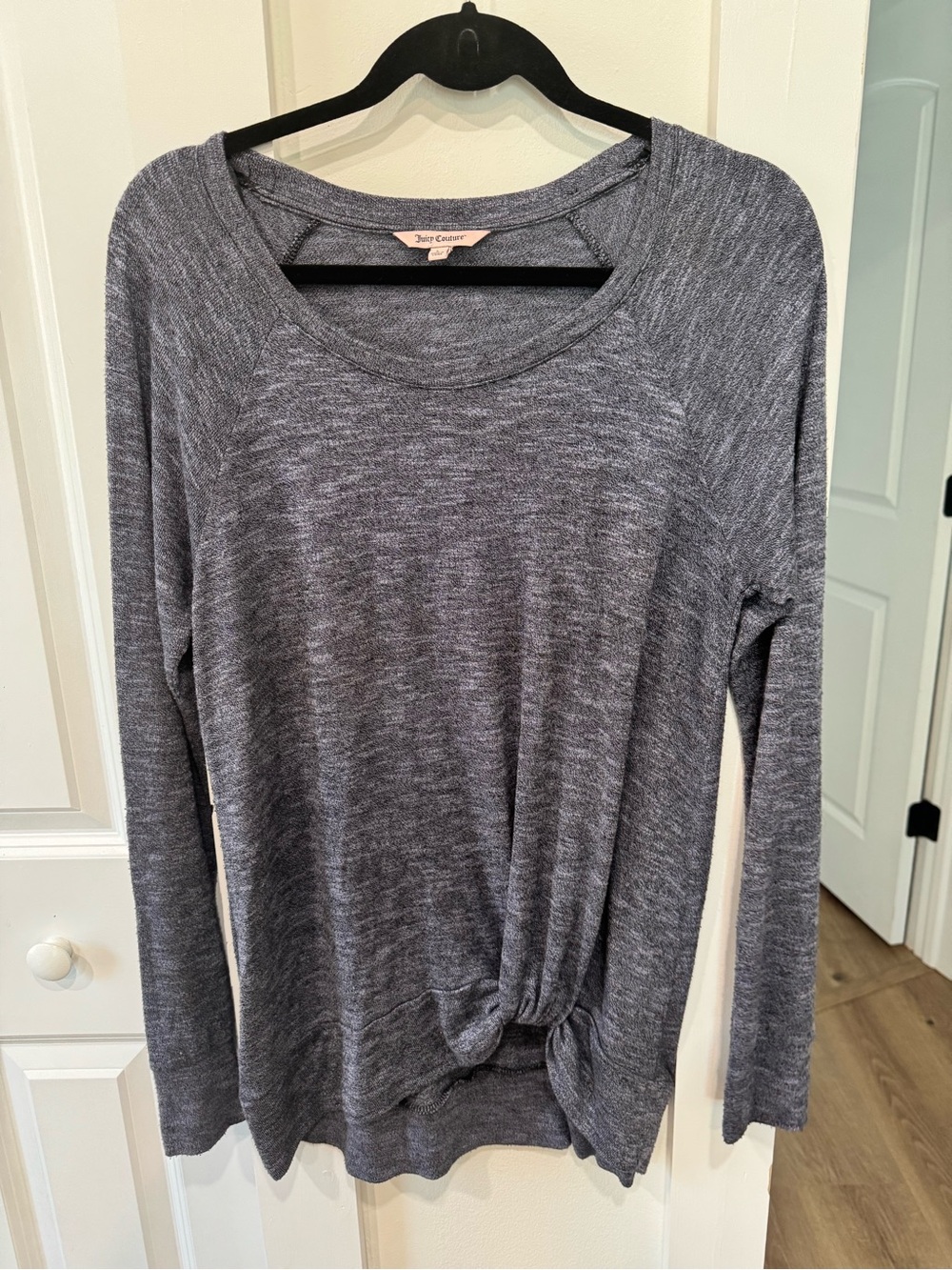 Juicy Couture Heather Gray Long Sleeve Twist-Hem Tee